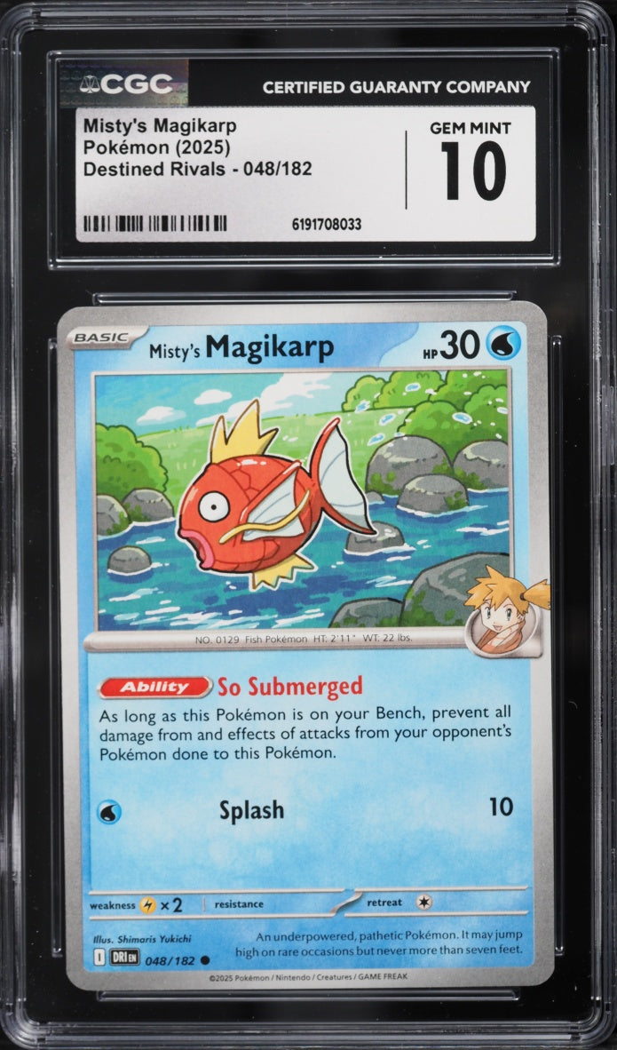 2025 Pokemon Destined Rivals Misty's Magikarp #048/182 Common CGC 10 GEM MINT