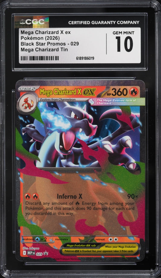 2026 Pokemon Black Star Promo Mega Charizard X ex #029 CGC 10 GEM