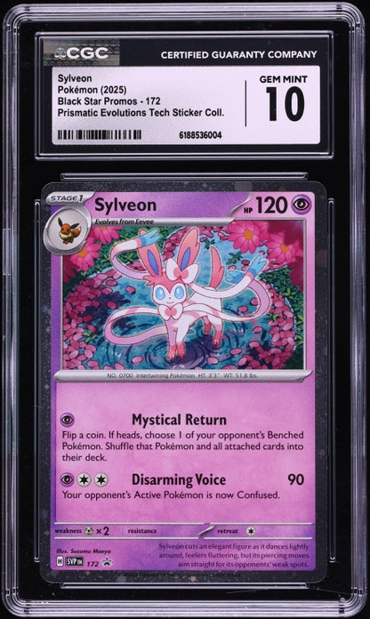 2025 Pokemon Black Star Promo Sylveon #172 Tech Sticker CGC 10 GEM