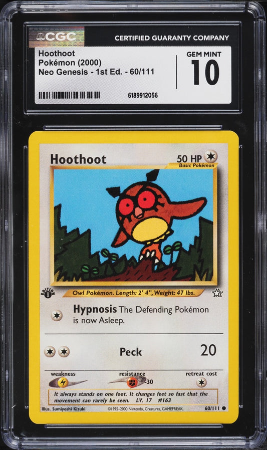 2000 Pokemon Neo Genesis Hoothoot #60/111 1st Ed CGC 10