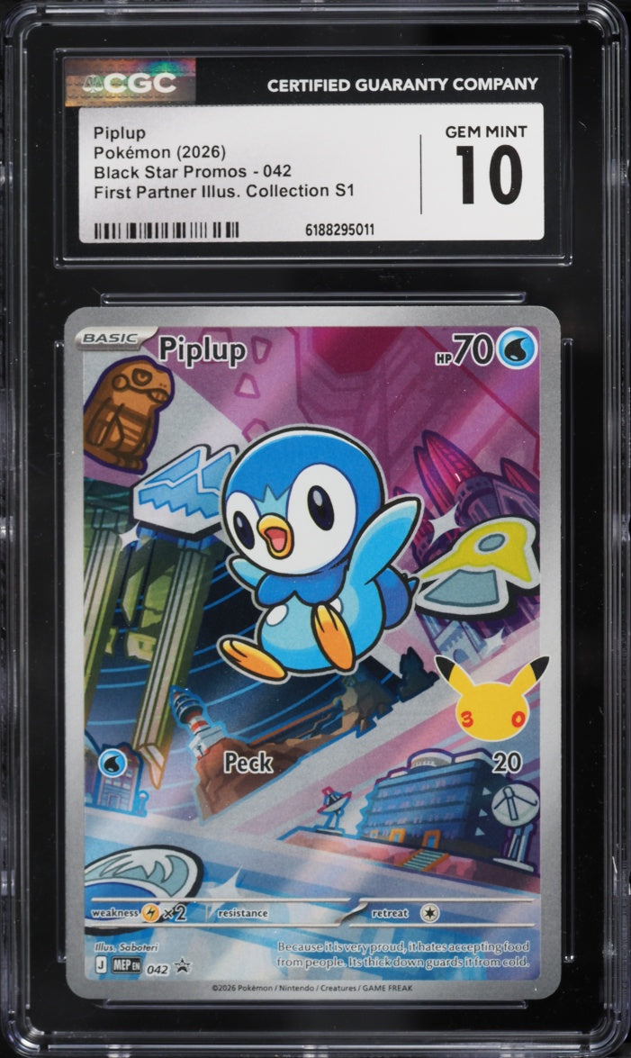 2026 Pokemon Black Star Promo Piplup #042 First Partner CGC 10 GEM