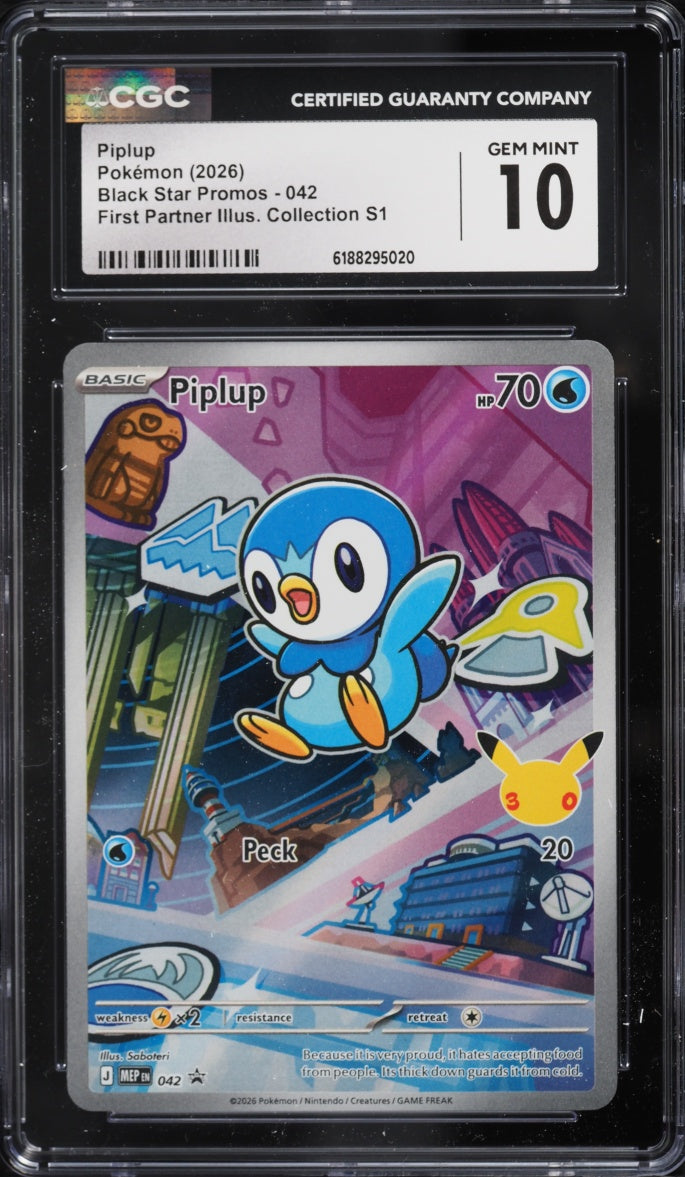 2026 Pokemon Black Star Promo Piplup #042 First Partner CGC 10 GEM