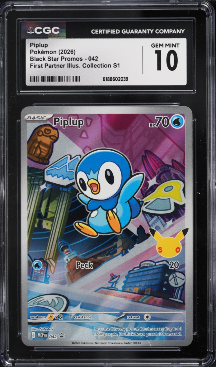 2026 Pokemon Black Star Promo Piplup #042 First Partner CGC 10 GEM
